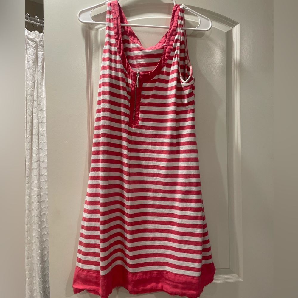 Tommy Bahama pink white striped dress